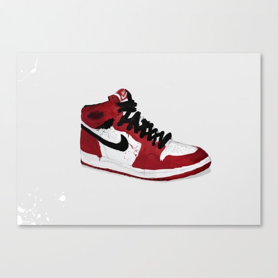 Nike Air Force 1 - Retro - Red & Black & White Canvas Print