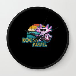 Rocksalotl Axolotl Guitar Rock Music Wall Clock