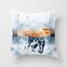 French bulldog and landscape abstract design Throw Pillow
