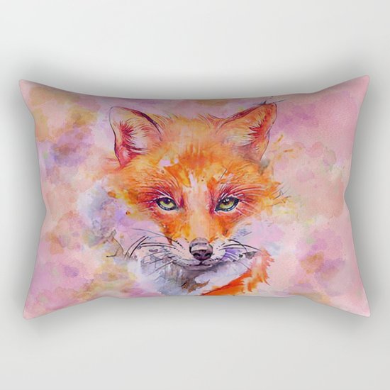 Watercolor colorful Fox Rectangular Pillow