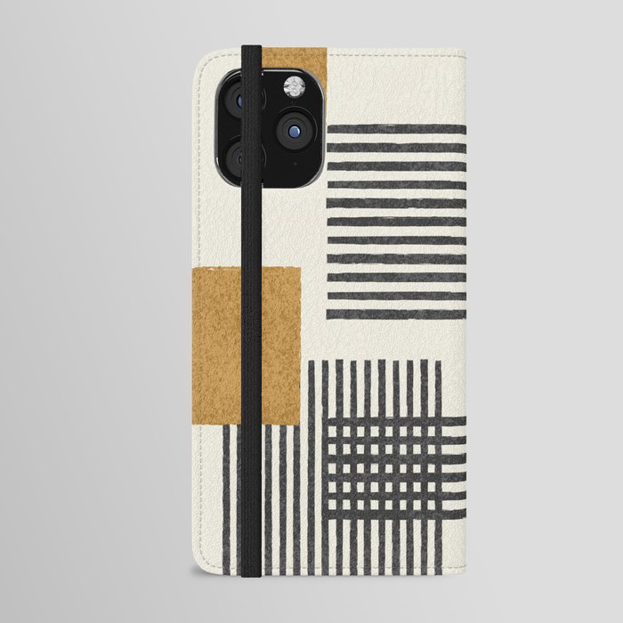 Stripes and Square Composition - Abstract iPhone Wallet Case