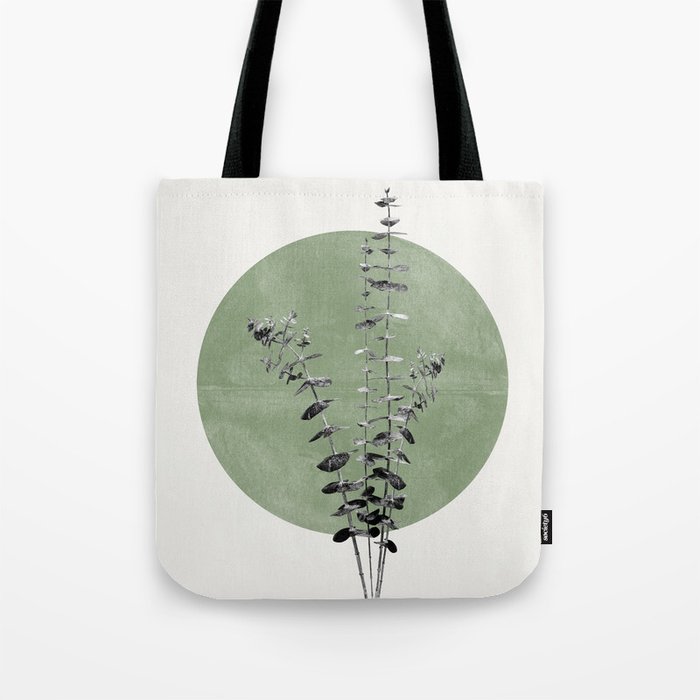 Flowers And Green Moon Tote Bag