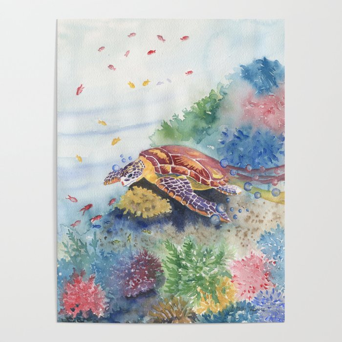 Sea Turtle and Friends Poster