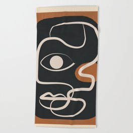 Abstract Face Line Art 10 Beach Towel
