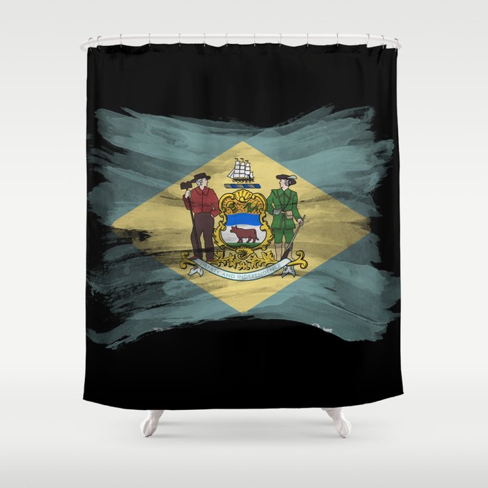 Delaware state flag brush stroke, Delaware flag background Shower Curtain
