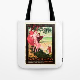 Sables d'Or les Pins French Seaside Resort Vintage French Travel Poster Tote Bag