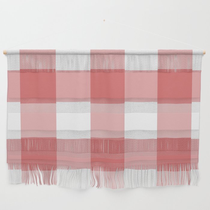 Checkered - Colorful Abstract Retro Pattern in White and Red Wall Hanging
