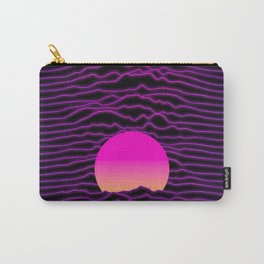 Neon Sunset Carry-All Pouch | Purple, Landscape, Scifi, Mountain, Horizon, Sun, Retro, Wave, Waveform, Parametric 