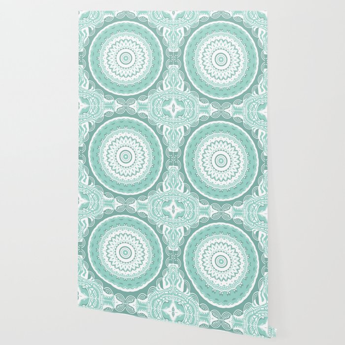 Mandala Pattern Light Blue Teal Aqua Pastels Wallpaper By Ruthart
