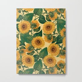Helianthus Annuus Metal Print | Summer, Leaf, Vintage, Flowers, Patterns, Ss18, Spring, Painting, Leaves, Garden 