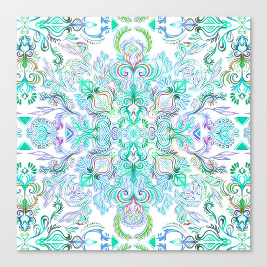 Painted Rainbow Doodles Canvas Print