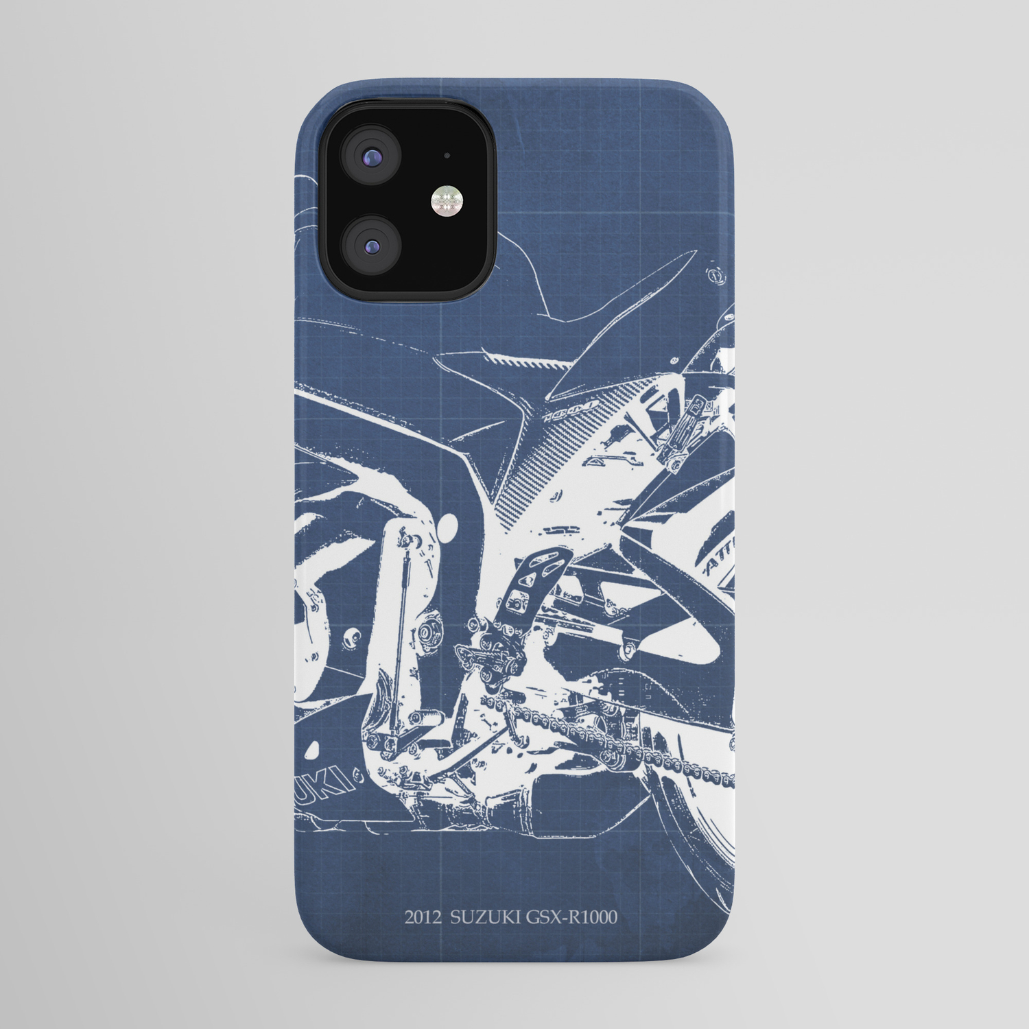 Suzuki Motorcycle Blueprint White Line Blue Vintage Background Iphone Case By Drawspots Society6