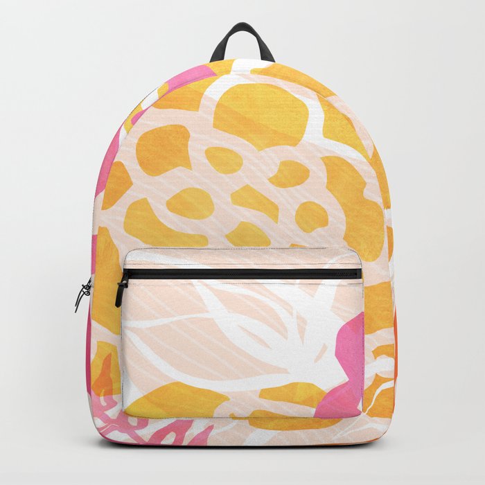 Pink and Gold Summer Floral Painting Backpack