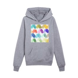 Watercolor brush texture pattern in white Kids Pullover Hoodie