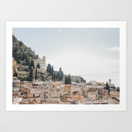 Dreamy Taormina village on the Ionian sea, magical coastal village in Sicily, Italy Art Print