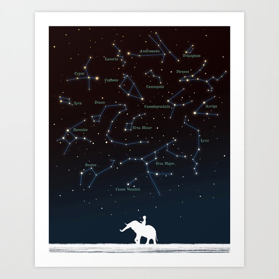 Falling star constellation Art Print