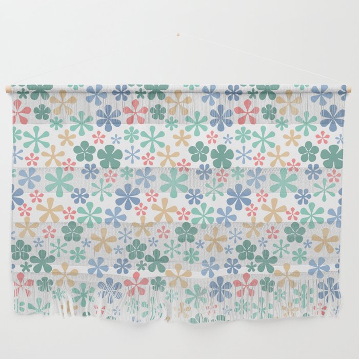 pastels on white eclectic daisy print ditsy florets Wall Hanging