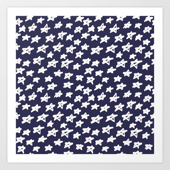 Stars on blue background Art Print