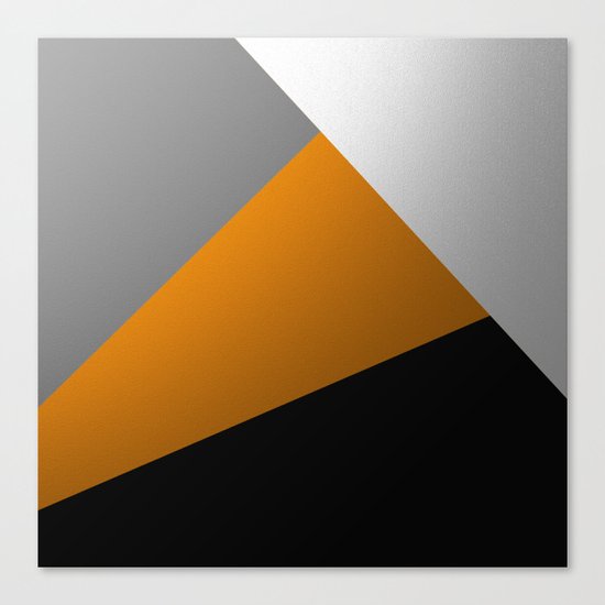 Metallic I - Abstract, geometric, metallic textured gold, silver and black metal effect artwork Canvas Print