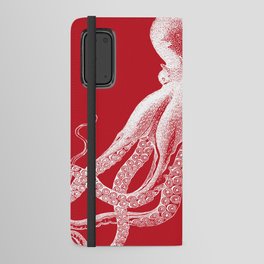 Octopus | Vintage Octopus | Tentacles | Red and White | Android Wallet Case