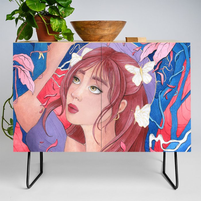 Girl and butterflies Credenza