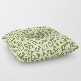 Green Valentines Hearts Cheetah Spots Wild Animal Print Home Trend Floor Pillow