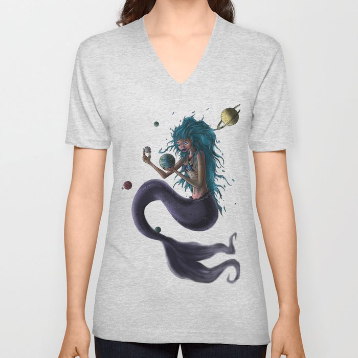 Mermaid's Galaxy V Neck T Shirt