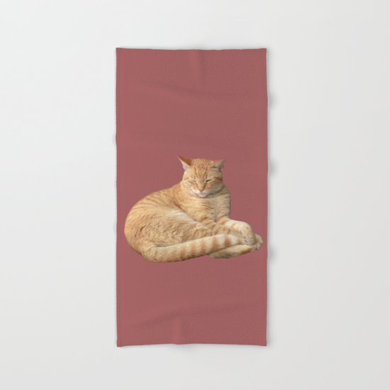 Sleepy Ginger Cat Hand Bath Towel By Scubaprincess Society6