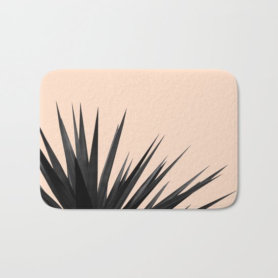 Black Palms on Pale Pink Bath Mat