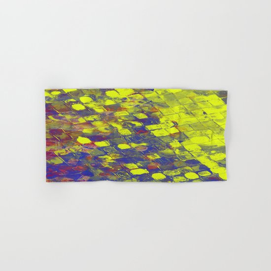 Take The First Step - Abstract, blue and yellow pattern Hand & Bath Towel