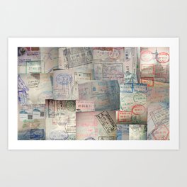 Passport Stamps Galore! Art Print