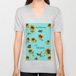 Sunflowers for Ukraine 1B V Neck T Shirt