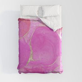 Pink Glamour Marble With Gold Glitter Texture Duvet Cover