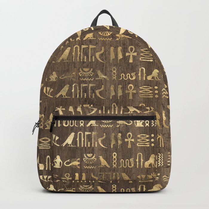 Brown & Gold Ancient Egyptian Hieroglyphic Script Backpack