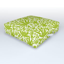 Cannabis And Flowers Retro Modern Pattern Green Outdoor Floor Cushion