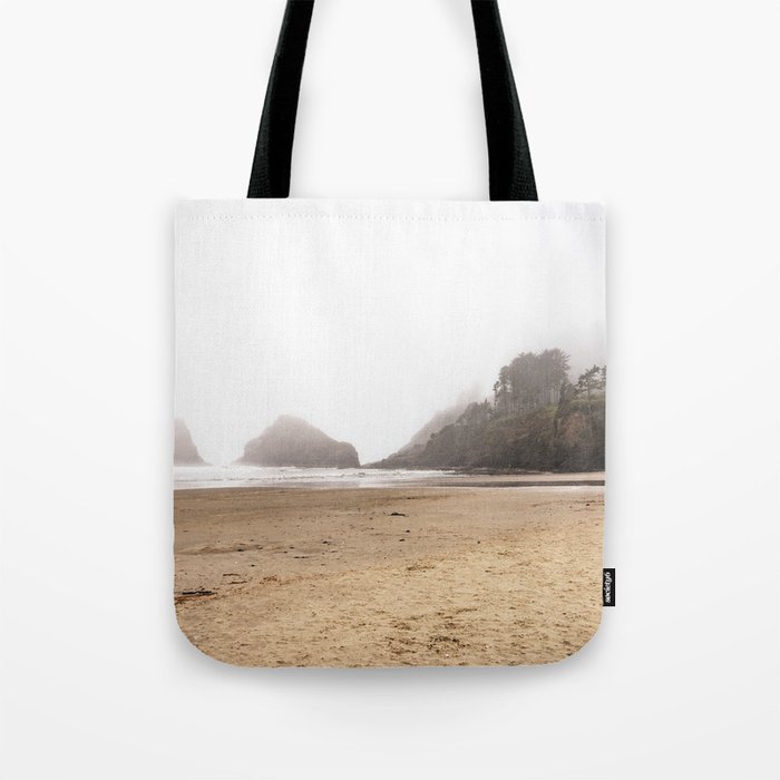 Foggy Beach Oregon Coast Landscape Photography Tote Bag