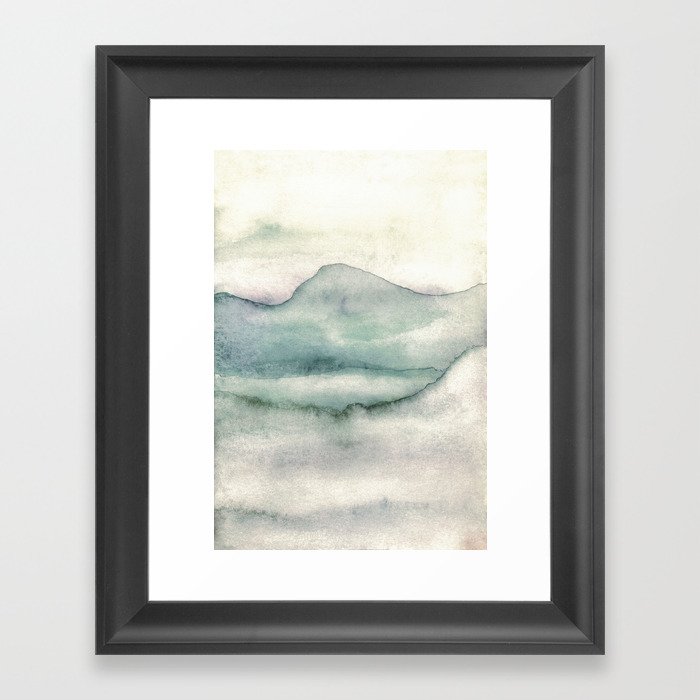 Soft Green Serene Mountainrange Framed Art Print