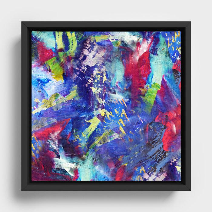 Blue Paint Splash Framed Canvas