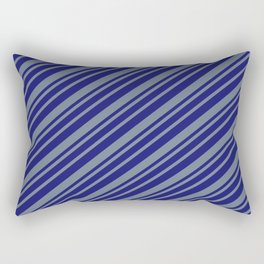 [ Thumbnail: Midnight Blue & Slate Gray Colored Striped Pattern Rectangular Pillow ]