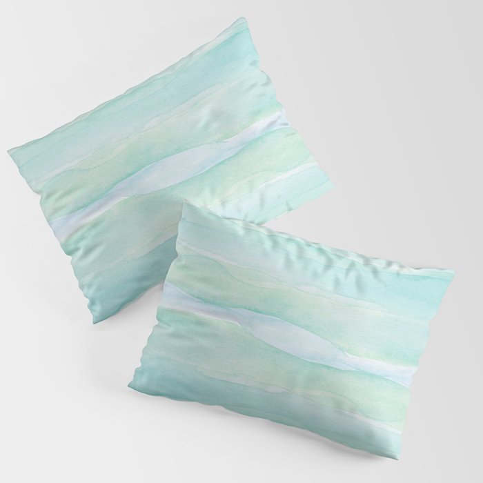 Blue Green Watercolor Layers Pillow Sham
