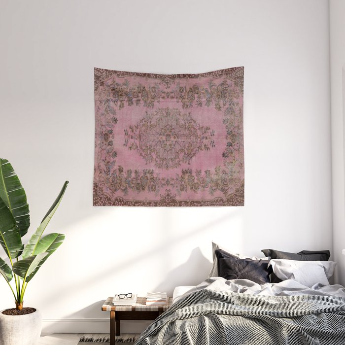 pink oriental vintage carpet