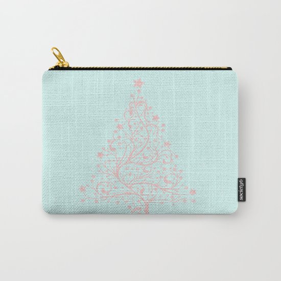 Merry christmas- Pink abstract christmastree on turquoise backround Carry-All Pouch