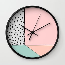 that's so 80's - Holly's home Wall Clock | Digital, Minimal, Graphicdesign, Julestillman, 1980S, Abstractart, Pattern, Pop Art, Spotty, Dotty 
