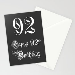 [ Thumbnail: Happy 92nd Birthday - Fancy, Ornate, Intricate Look Stationery Cards ]