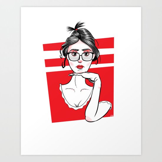 Girl in #ed1c24 Art Print
