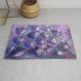 Purple, Red and Blue Abstract Flowers Rug