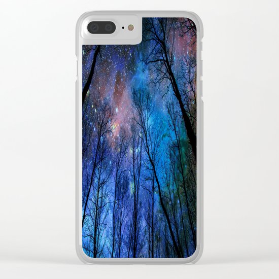 Black Trees Dark Blue Space Clear iPhone Case