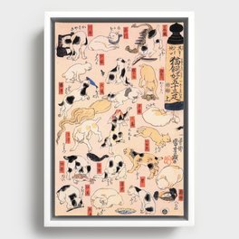 Cats for the Stations and Positions of the Tokaido Road print 3 portrait Framed Canvas