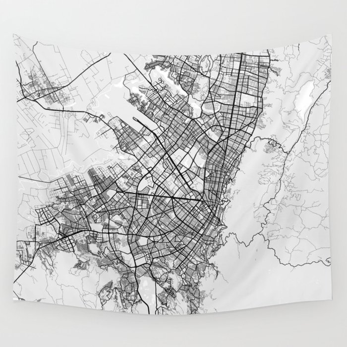 Bogota City Map of Colombia - Light Wall Tapestry