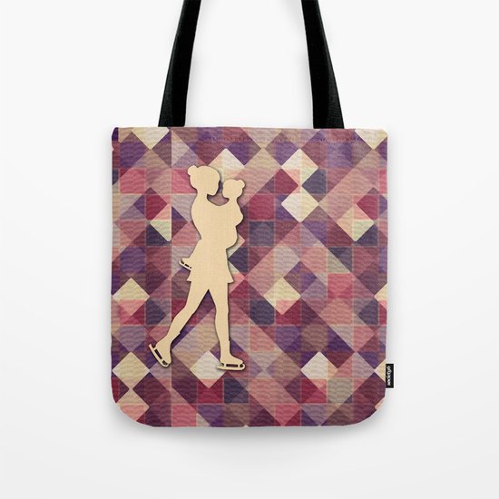 Motherhood - Ice-skating mama and child cut out Tote Bag
